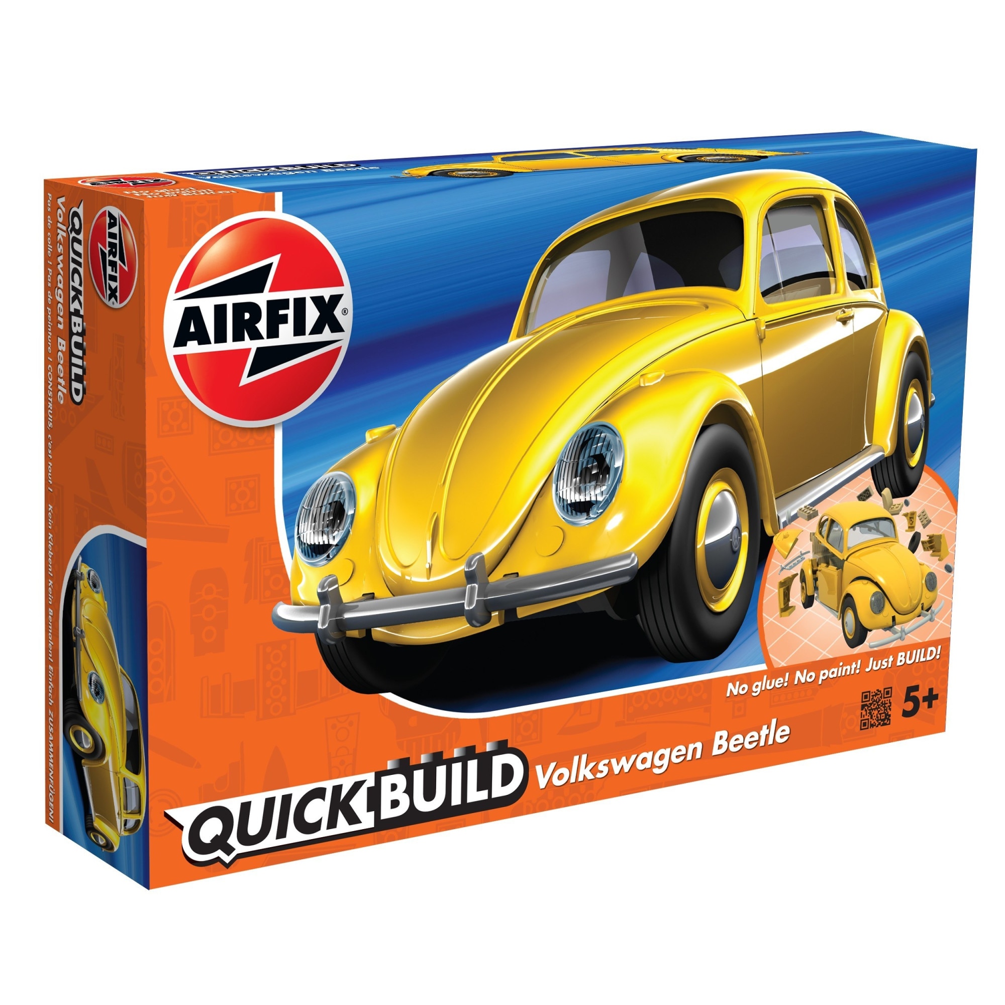 Kit constructie Airfix Quick Build 6023 masina VW Beetle galben