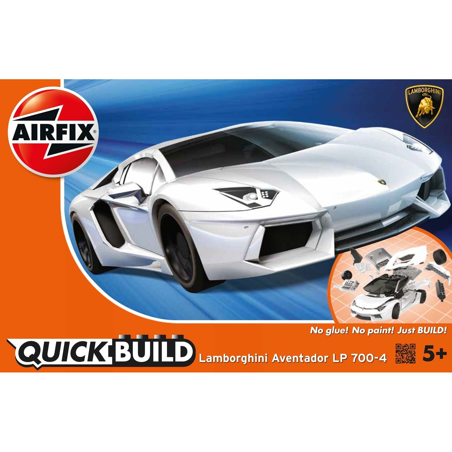 Kit constructie Airfix Quick Build 6019 masina Lamborghini Aventador alb