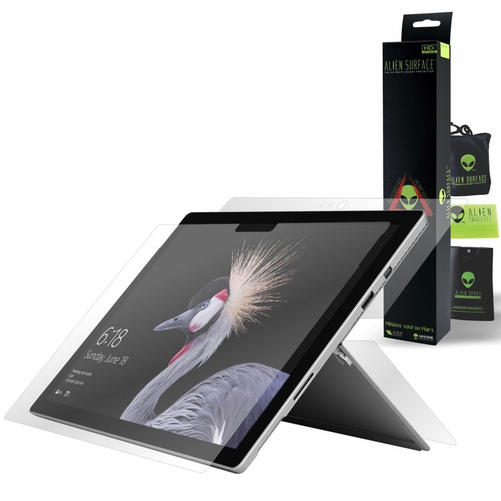 Alien Surface XHD, Microsoft Surface Pro 12.3" (2017), képernyővédő fólia, hátsó + ajándék Alien Fiber