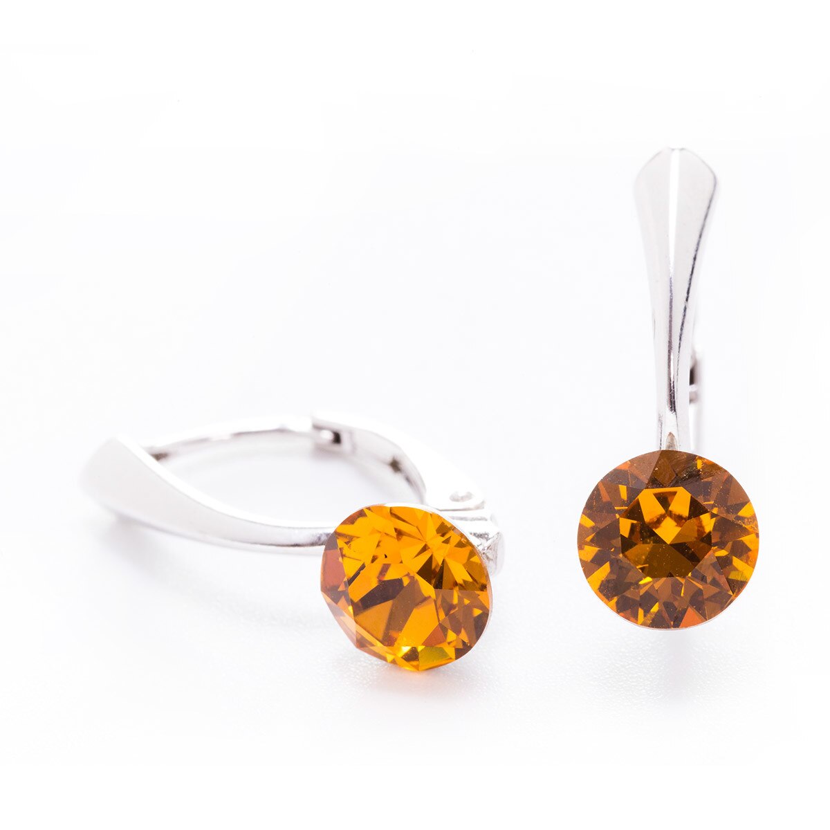 Cercei Argint DaviCrystals cu cristale Swarovski cu un singur cristal xirius cu leverback mare topaz