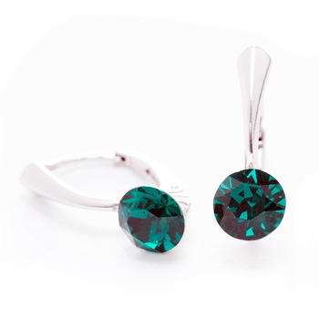 Cercei Argint DaviCrystals cu cristale Swarovski cu un singur cristal xirius cu leverback mare emerald Cercei Argint DaviCrystals cu cristale Swarovski cu un singur cristal xirius cu leverback mare emerald