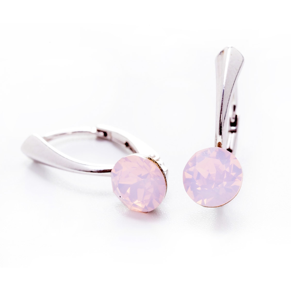 Cercei Argint DaviCrystals cu cristale Swarovski cu un singur cristal xirius cu leverback mare rose water opal