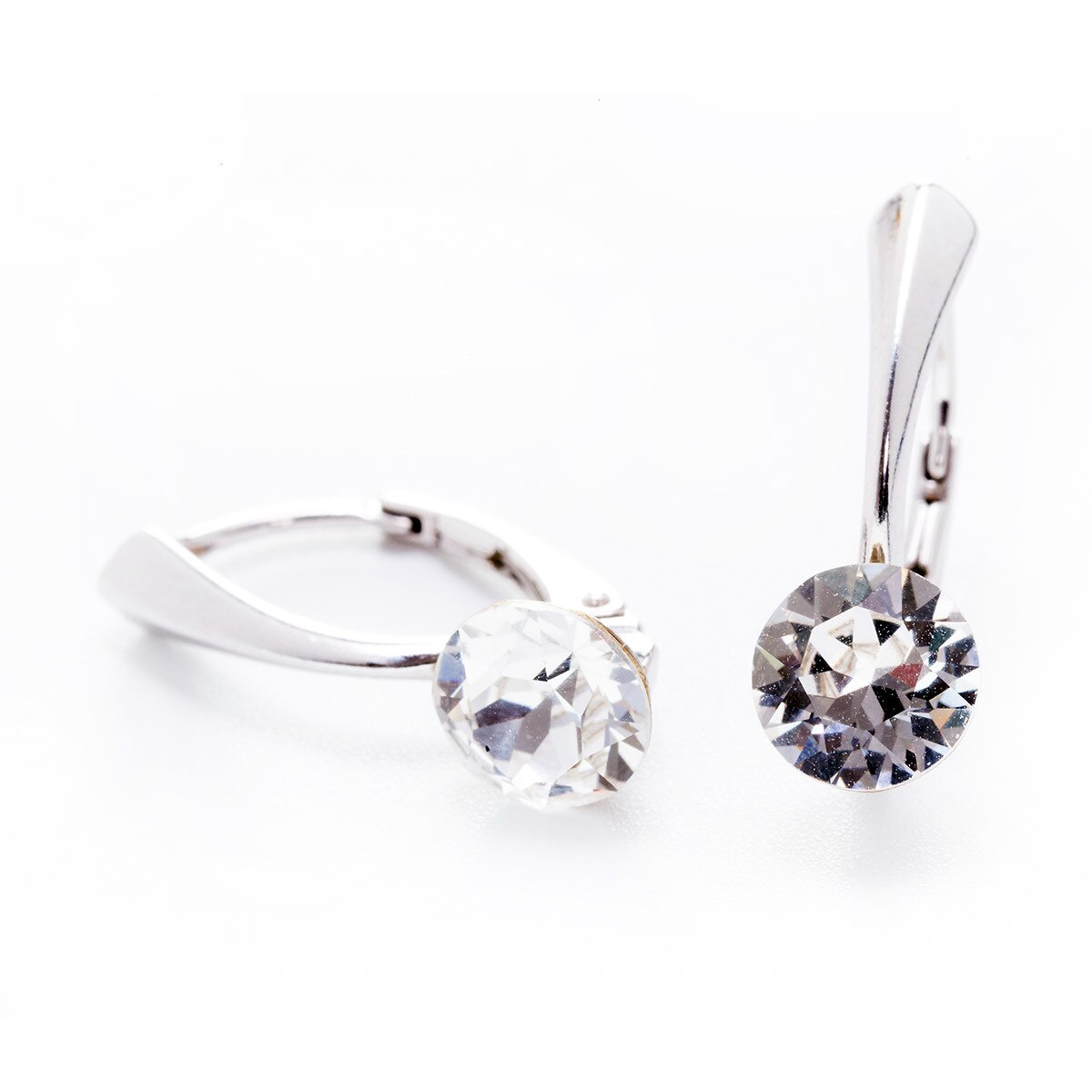 Cercei Argint DaviCrystals cu cristale Swarovski cu un singur cristal xirius cu leverback mare crystal