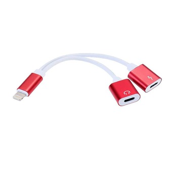 Adaptor 2 in1 iPhone, iPad, Lightning, casti si charger, splitter, rosu, BBL316 Adaptor 2 in1 iPhone, iPad, Lightning, casti si charger, splitter, rosu, BBL316