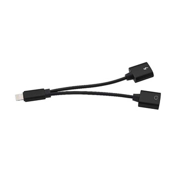 Adaptor 2 in1 iPhone, iPad, Lightning, casti si charger, splitter, NEGRU, BBL315 Adaptor 2 in1 iPhone, iPad, Lightning, casti si charger, splitter, NEGRU, BBL315
