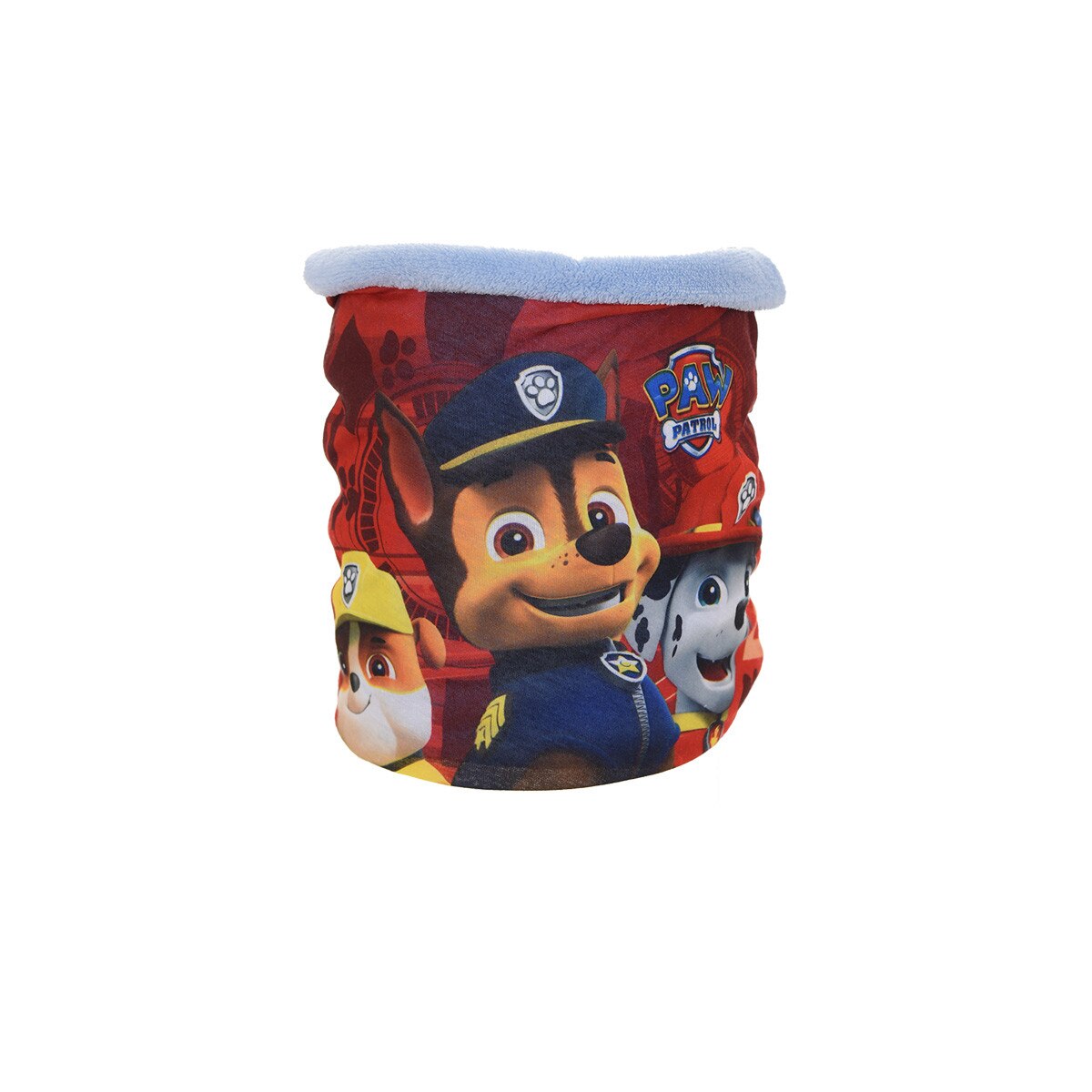 Fular circular reversibil Patrula Catelusilor, rosu/ bleu, 3-8 ani, 50 x 22 cm