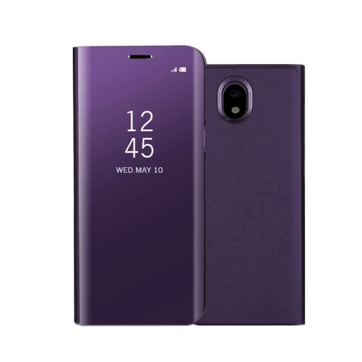 Husa Samsung Galaxy J5 2017 - Flip Mirror tip Carte, Capac translucid, violet