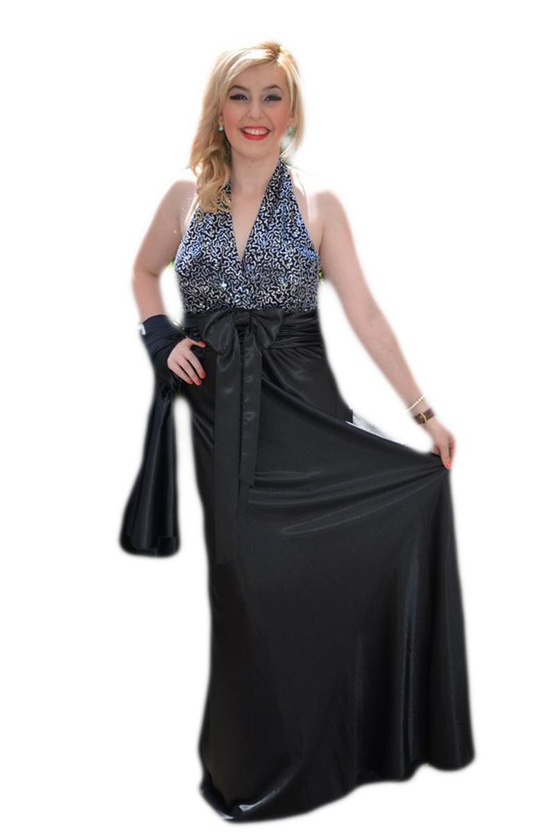 Rochie rafinata lunga , paiete,D&J Exclusive, Negru