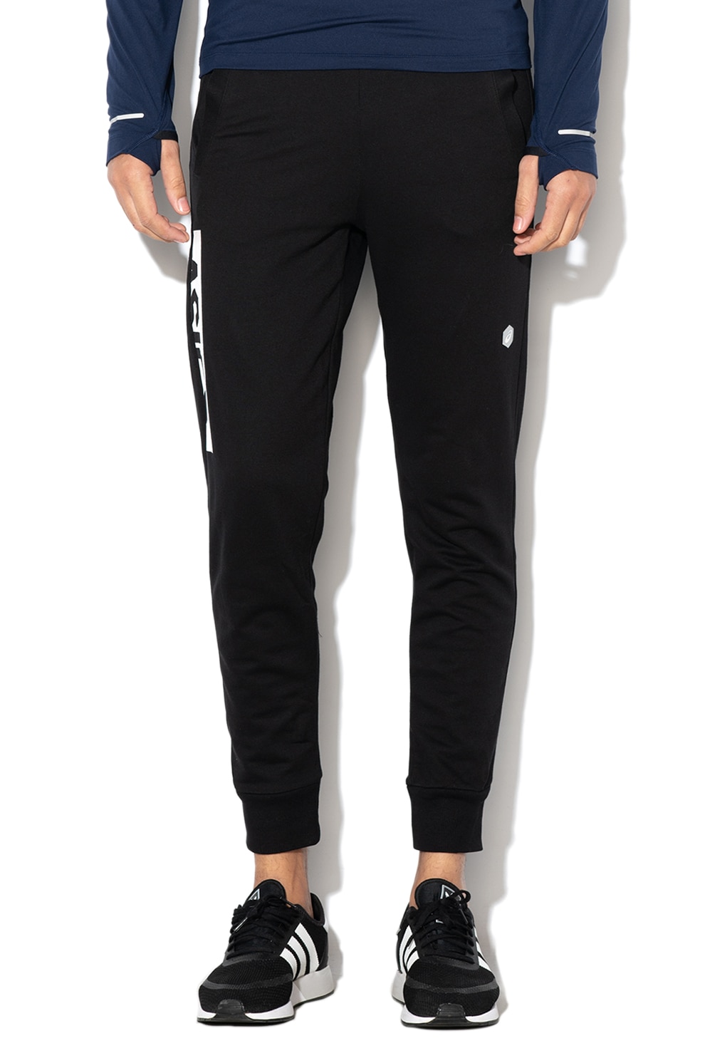 Asics, Pantaloni cu detaliu logo, pentru antrenament Essential, Negru, S
