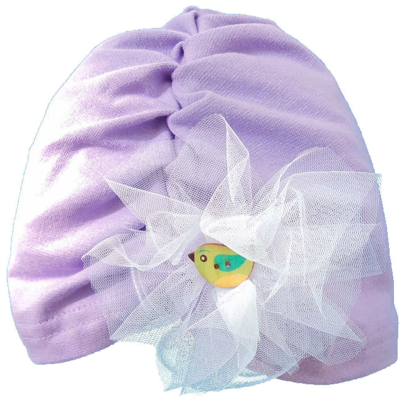 Turban Mic Pitic T22 cu tul si vrabiuta, lila, Lila