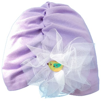Turban Mic Pitic T22 cu tul si vrabiuta, lila, Lila Turban Mic Pitic T22 cu tul si vrabiuta, lila, Lila