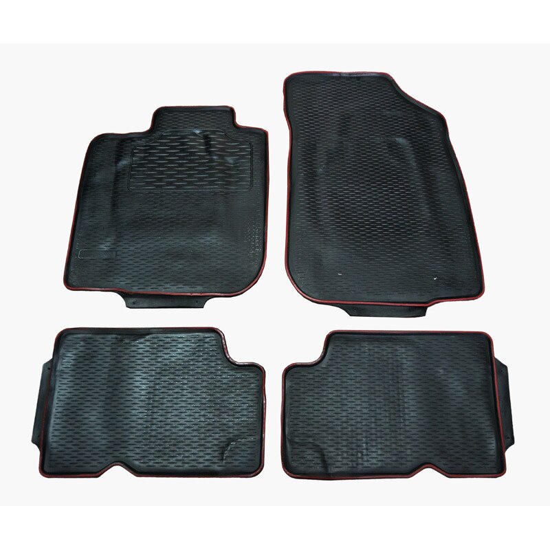 Set 4 covoare interior dunga rosie cu bordura