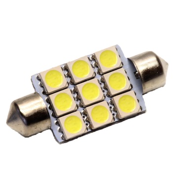 Set 2 becuri LED SOFIT STICLA 39MM 9 SMD 5050 12V ALBE Set 2 becuri LED SOFIT STICLA 39MM 9 SMD 5050 12V ALBE