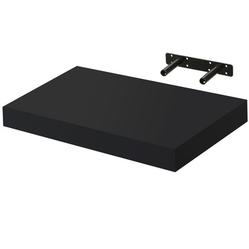 Polita perete cu suport fixare ascuns, 30x23.5x3.8 cm, Arly, MDF Negru Polita perete cu suport fixare ascuns, 30x23.5x3.8 cm, Arly, MDF Negru