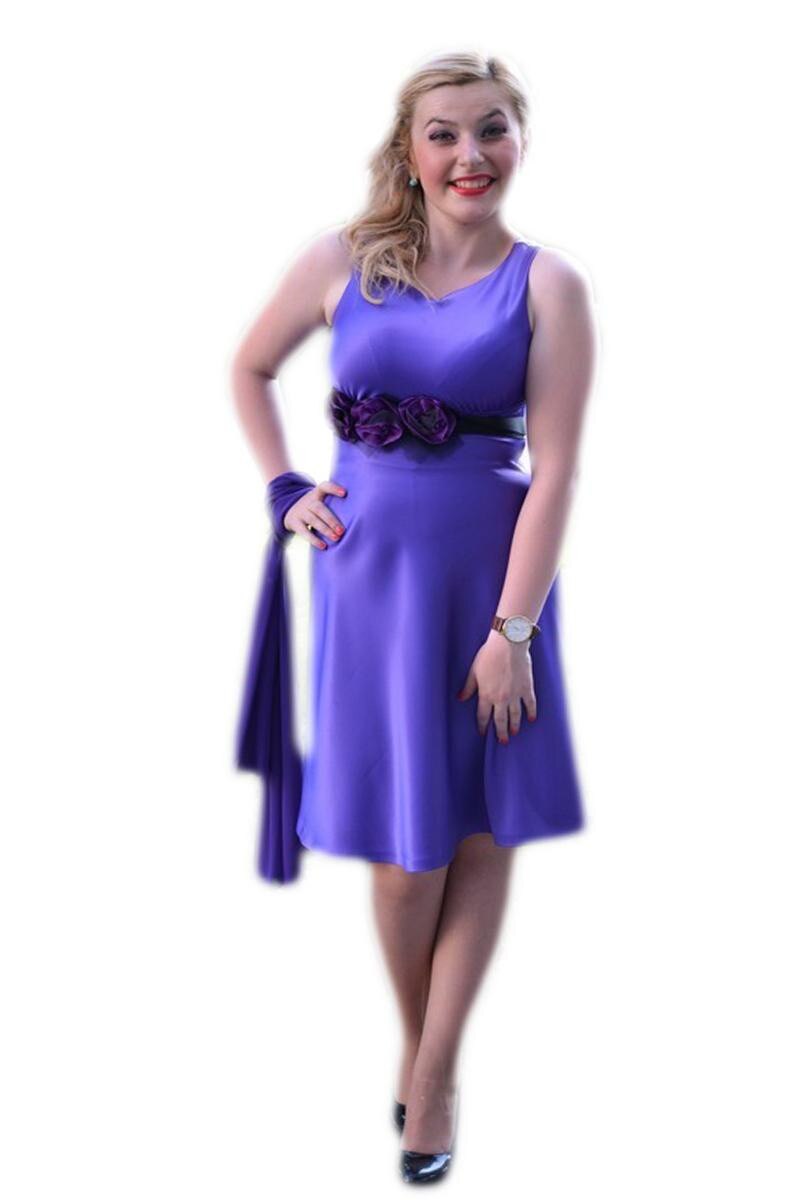 Rochie eleganta din saten,D&J Exlusive, Mov