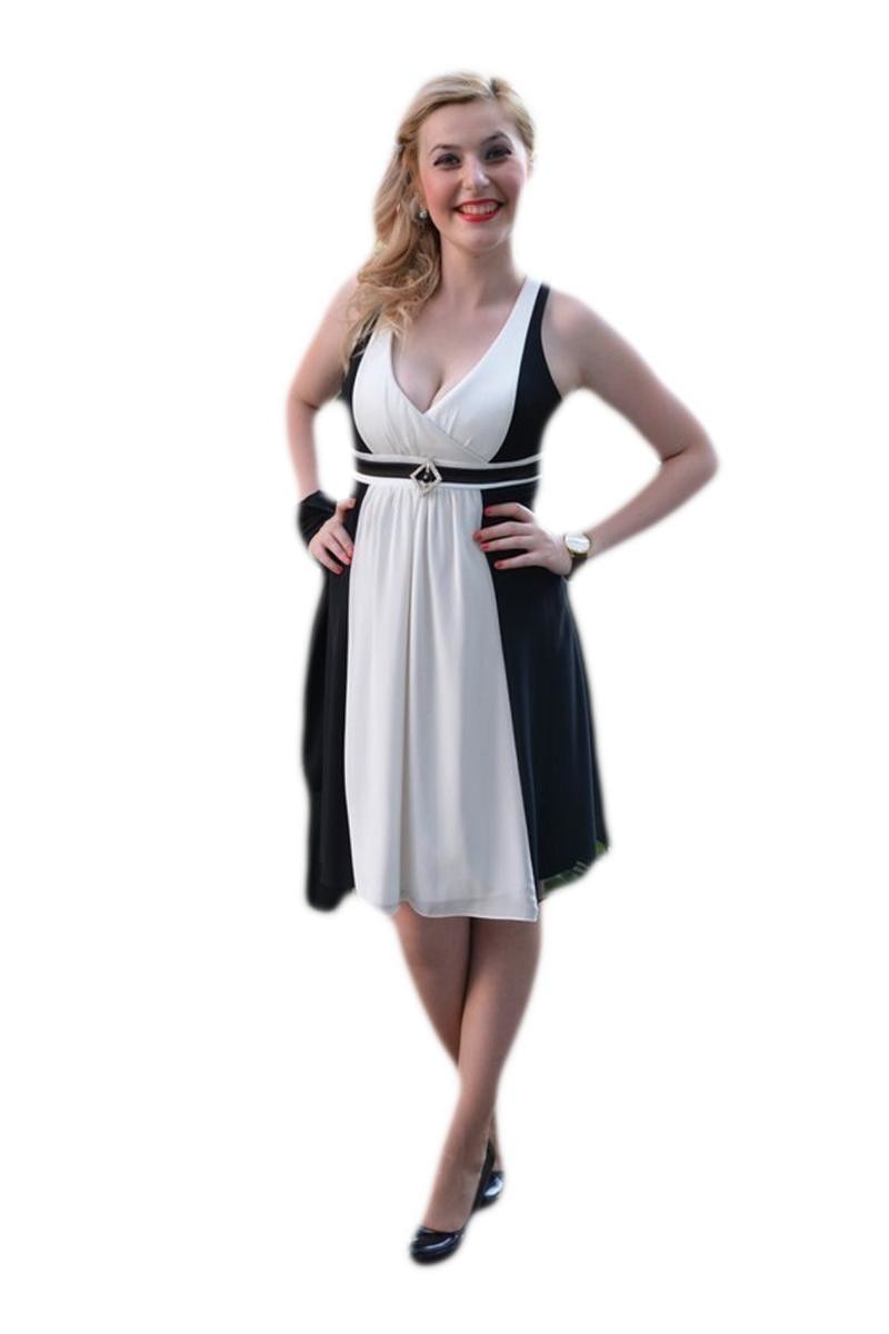 Rochie de ocazie,bicolora, D&J Exclusive, Negru/Alb