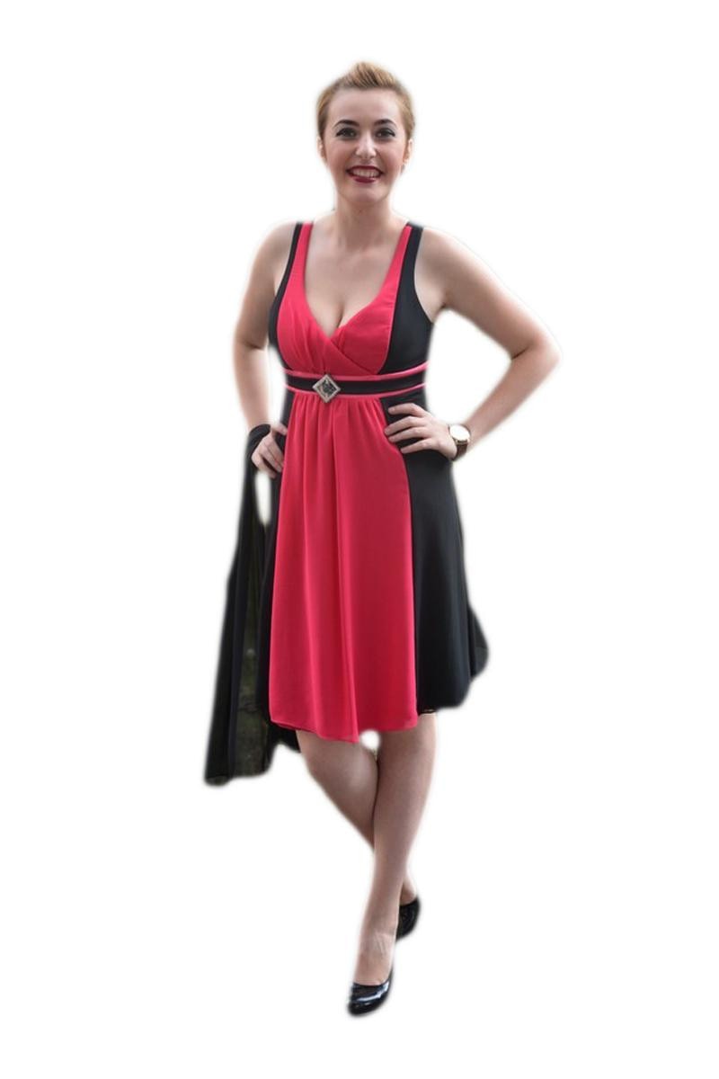 Rochie de ocazie,bicolora, D&J Exclusive, Roz