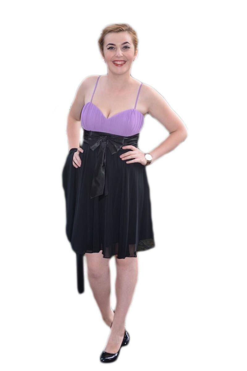 Rochie de ocazie frumoasa in falduri ample, D&J Exclusive, Mov/Negru