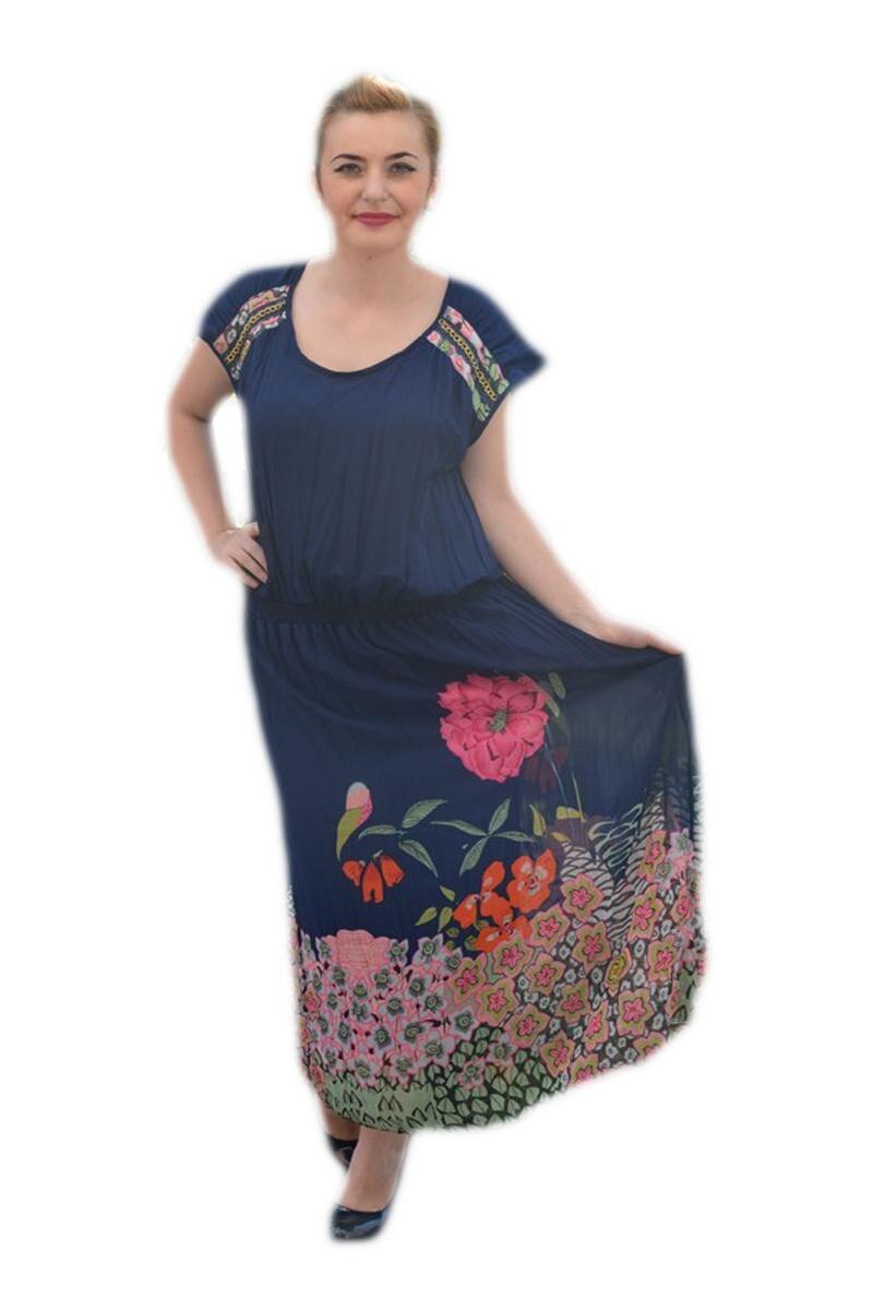 Rochie lejera de vara, material vaporos, D&J Exclusive, Albastru marin