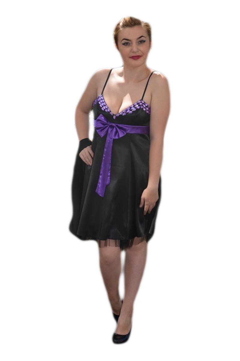 Rochie de gala frumoasa, din saten , D&J Exclusive, Mov