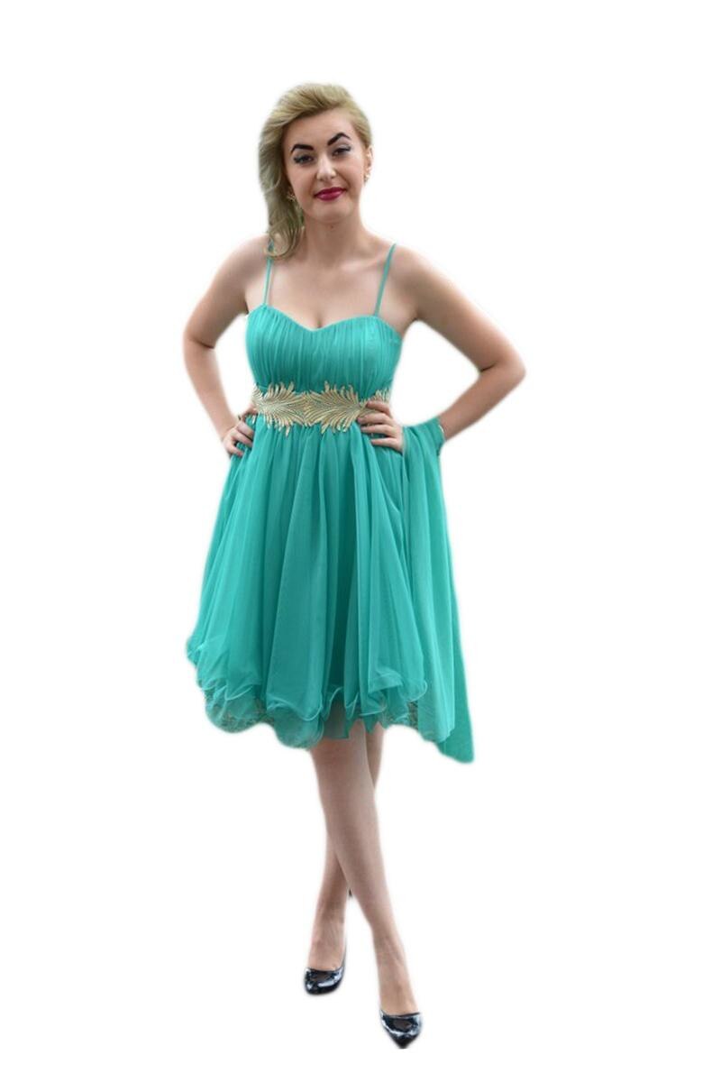 Rochie de seara lunga, vaporoasa cu insertii de strasuri, voal,D&J Exclusive, Turcoaz