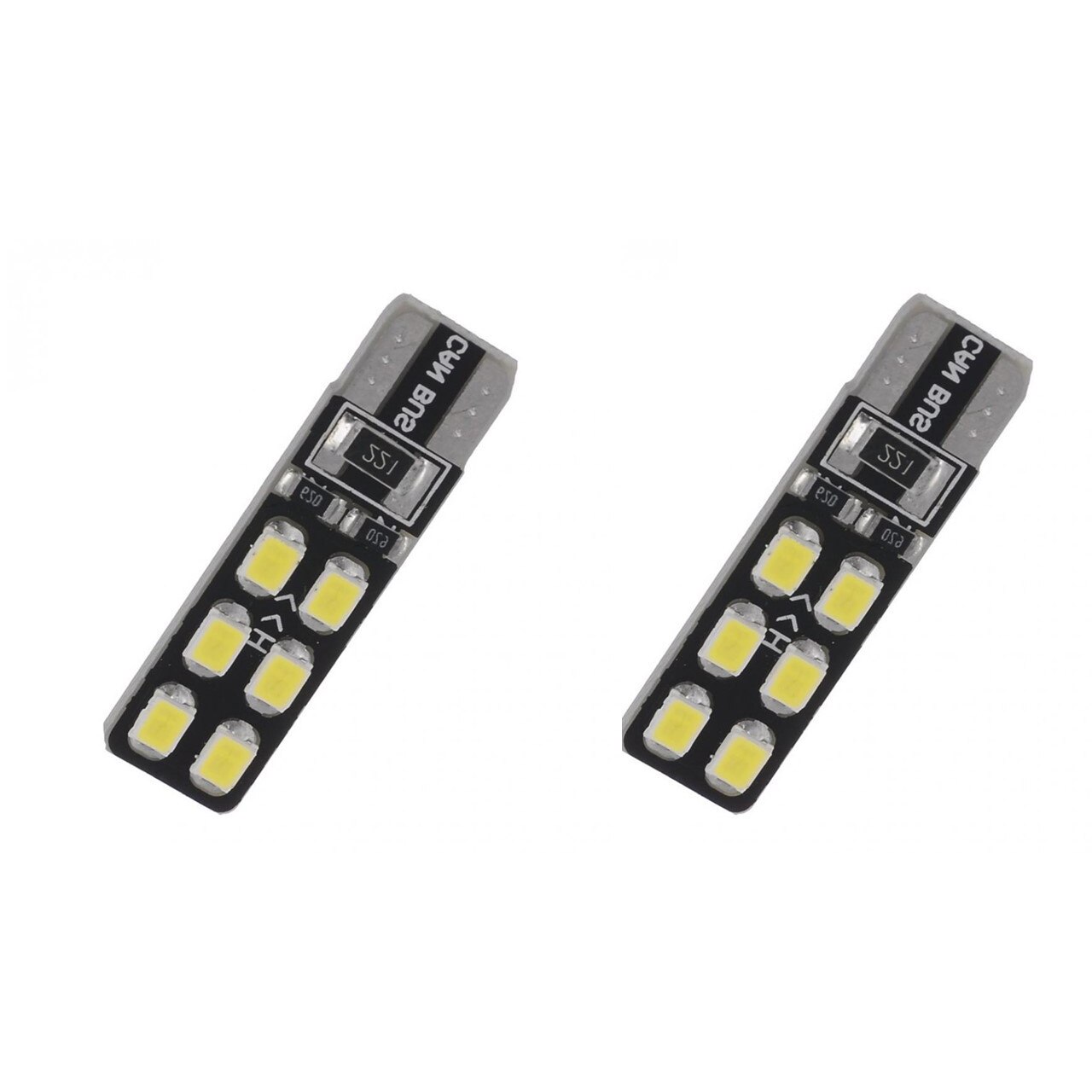 Set 2 becuri Led T10, soclu W5W, 12 smd , 12V, Alb-Rece, CANBUS