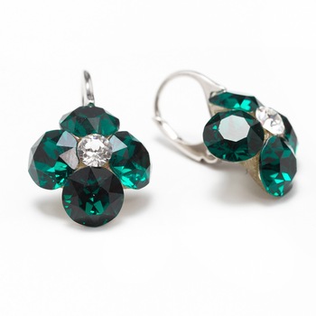 Cercei Argint DaviCrystals cu cristale trifoi cu patru foi cu levreback mic emerald Cercei Argint DaviCrystals cu cristale trifoi cu patru foi cu levreback mic emerald