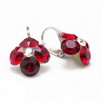 Cercei Argint DaviCrystals cu cristale trifoi cu patru foi cu levreback mic siam Cercei Argint DaviCrystals cu cristale trifoi cu patru foi cu levreback mic siam