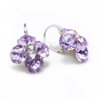 Cercei Argint DaviCrystals cu cristale trifoi cu patru foi cu levreback mic violet Cercei Argint DaviCrystals cu cristale trifoi cu patru foi cu levreback mic violet