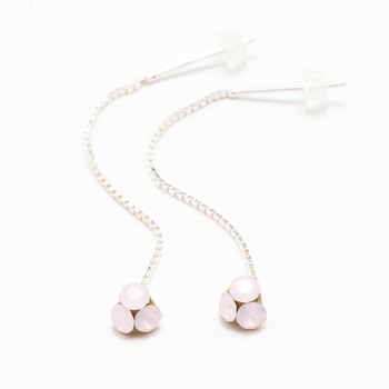 Cercei Argint DaviCrystals cu cristale trifoi mic cu tija lant rose water opal Cercei Argint DaviCrystals cu cristale trifoi mic cu tija lant rose water opal