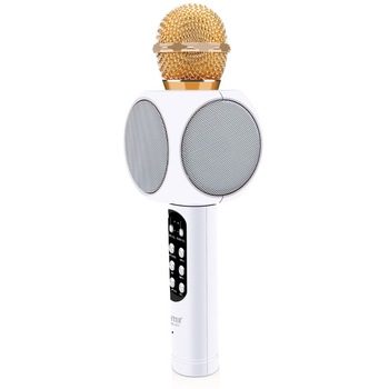 Microfon pentru karaoke, bluetooth, boxa 3W, radio FM, slotcard TF, USB, Android iOS Microfon pentru karaoke, bluetooth, boxa 3W, radio FM, slotcard TF, USB, Android iOS