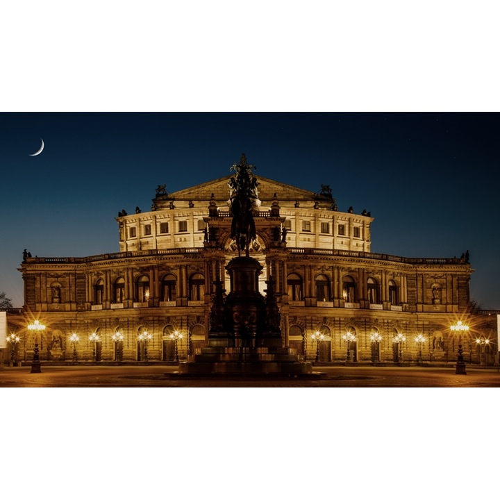 Tablou Canvas, Semperoper Opera House, Dimensiune 95 x 65 cm, Rama Lemn, Multicolor