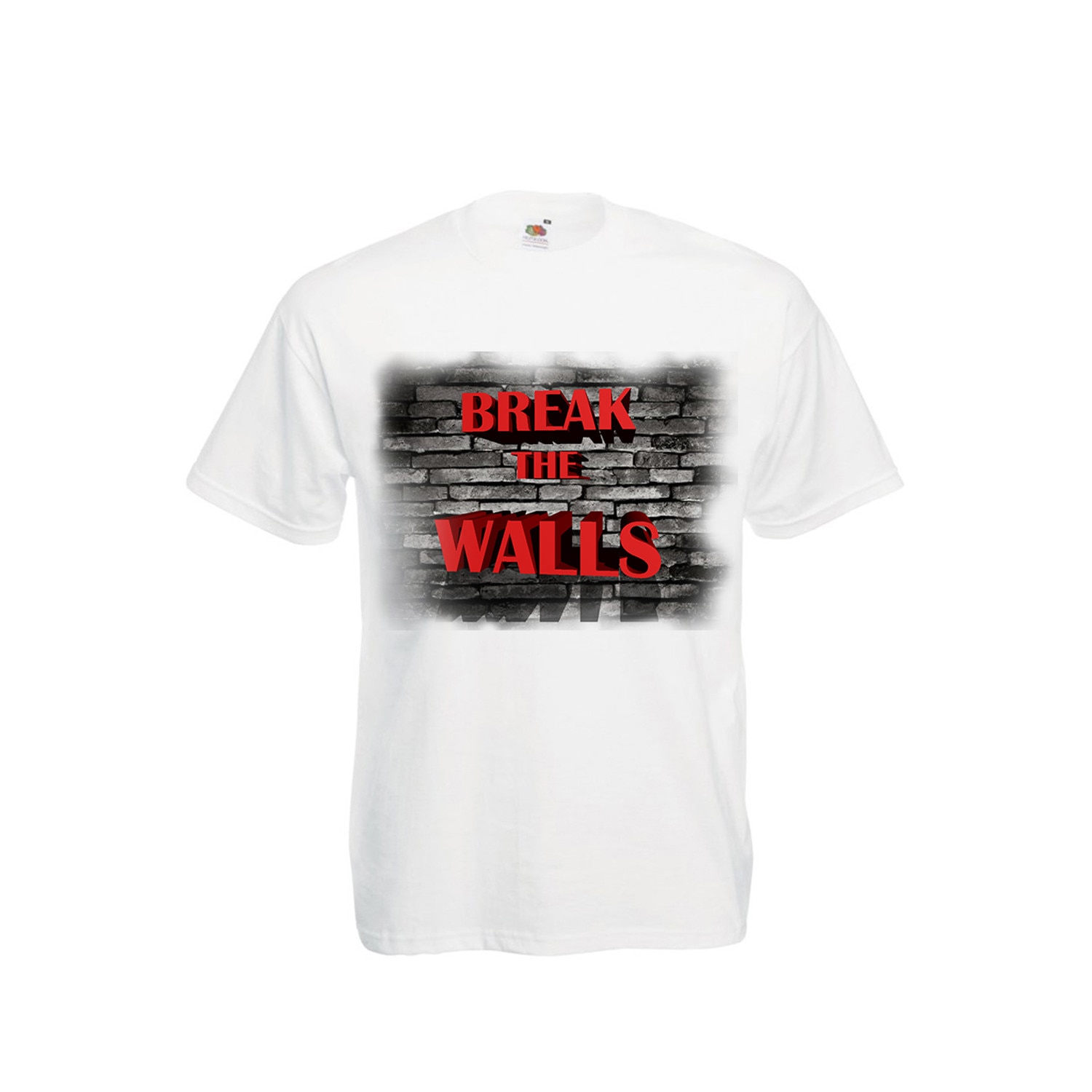 Tricou personalizat Fruit of the Loom Break walls alb L