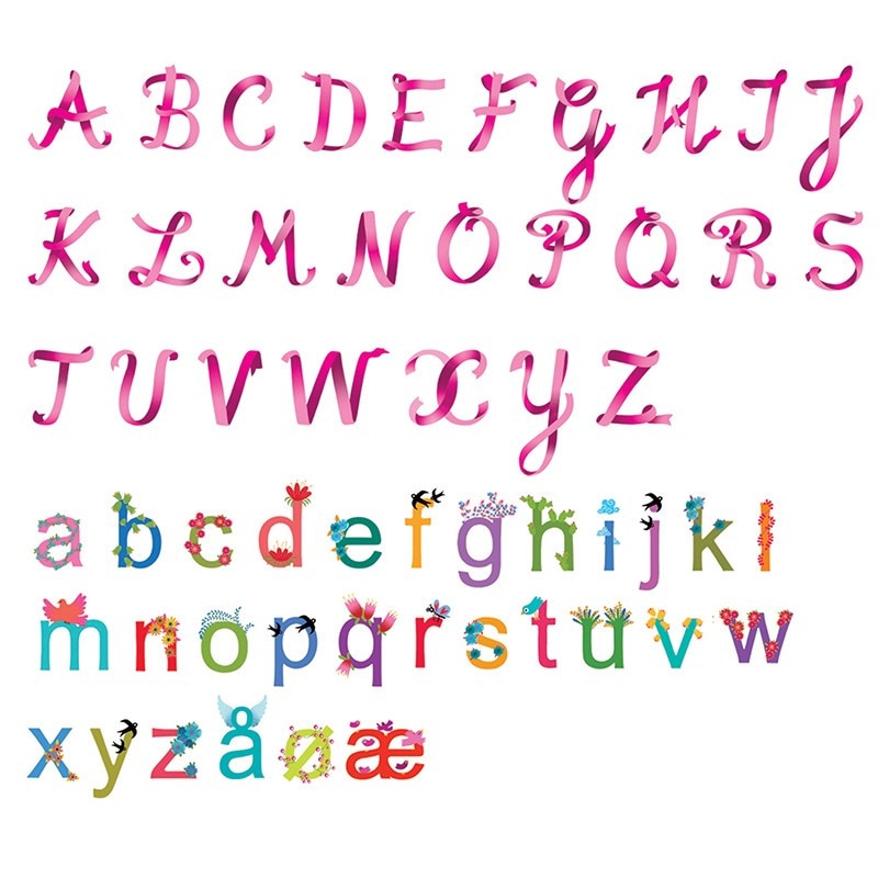 Set abtibilduri de perete cu litere, pentru fete, Djeco