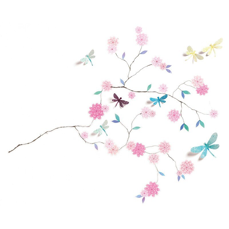 Set abtibilduri de perete Flori si libelule,Djeco