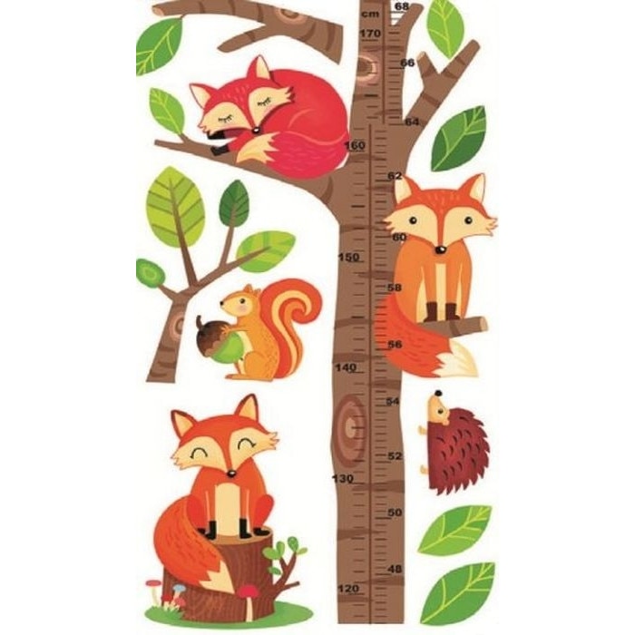 Sticker perete, masurator inaltime, animale de padure, 32 x 175 cm
