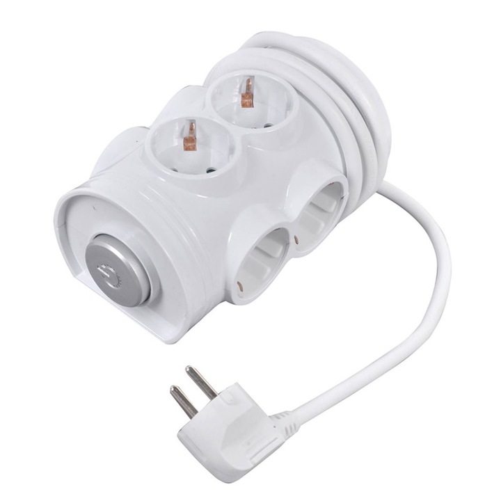 Троен тип удължител, 6 гнезда, 1,2 м, ключ