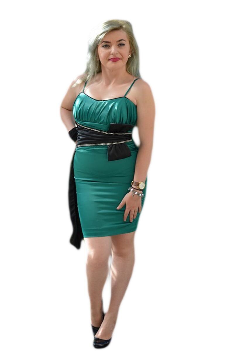 Rochie lunga, rafinata, saten,D&J Exclusive, Verde