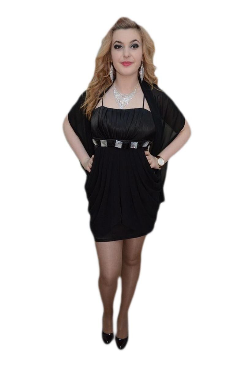 Rochie scurta de ocazie,tul si dantela, croiala clasica,D&J Exclusive, Negru