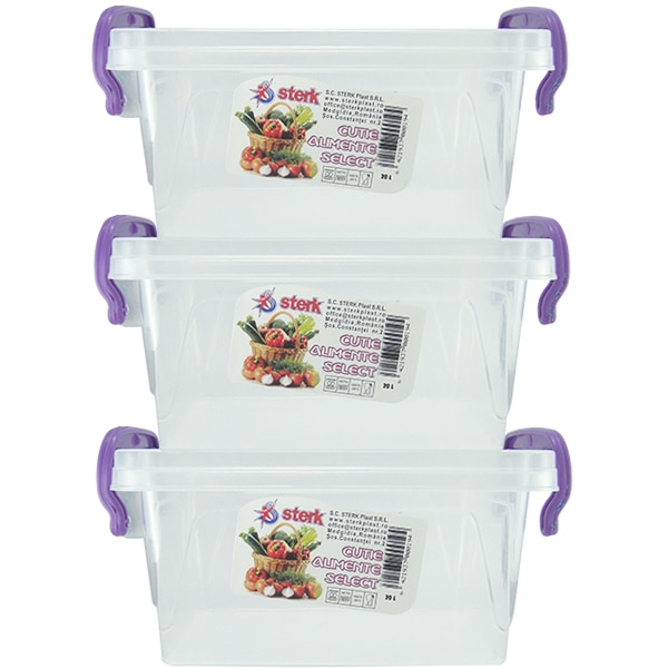 Pachet - 3 x Cutie cu capac pentru depozitare alimente, 20L