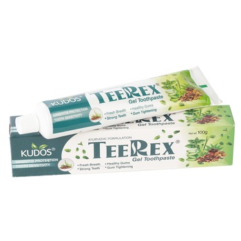 Pasta (Gel) de dinti Terapeutic Ayurvedic cu 18 plante, Kudos, 100 g Pasta (Gel) de dinti Terapeutic Ayurvedic cu 18 plante, Kudos, 100 g