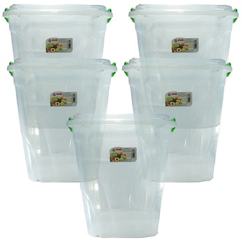 Pachet 5 cutii - Cutie cu capac pentru depozitat alimente, 20L Pachet 5 cutii - Cutie cu capac pentru depozitat alimente, 20L