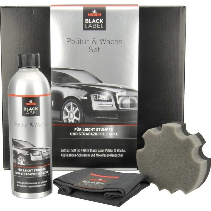 Set polish si ceara pentru zgarieturi, Black Nigrin