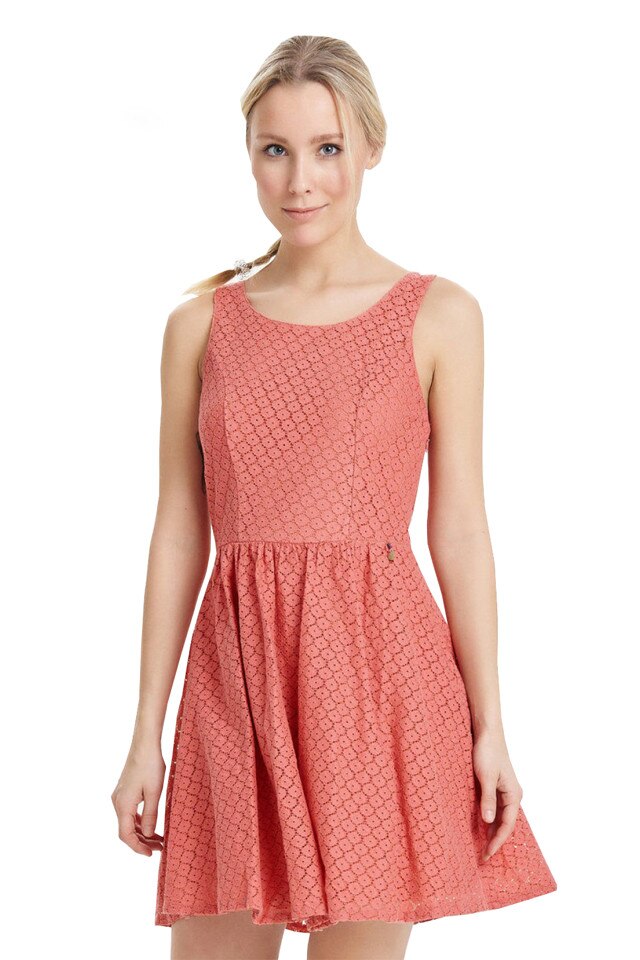 Rochie din dantela, Only, 15114482 caramiziu, Caramiziu, L