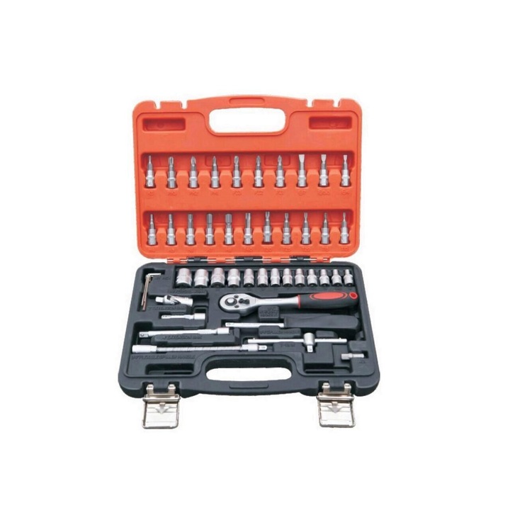 Trusa tubulare Strend Pro Cube 246, 1/4", 46 piese, Crom-Vanadium