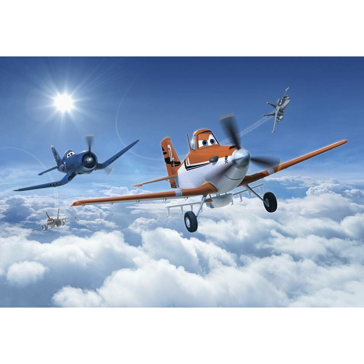 Fototapet copii Disney, Planes Above the Clouds, cod 8-465 , dimensiuni H - 254 / L - 368 , lavabil, usor de montat si de curatat, adeziv inclus