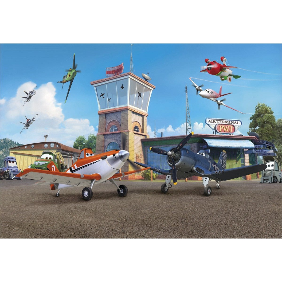 Fototapet copii Disney, Planes Terminal, cod 8-469 , dimensiuni H - 254 / L - 368 , lavabil, usor de montat si de curatat, adeziv inclus