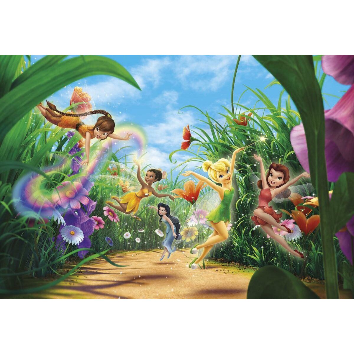 Fototapet copii Disney, Fairies Meadow, cod 8-466 , dimensiuni H - 254 / L - 368 , lavabil, usor de montat si de curatat, adeziv inclus
