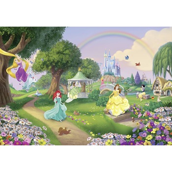 Fototapet copii Disney, Disney Princess Rainbow, cod 8-449 , dimensiuni H - 254 / L - 368 , lavabil, usor de montat si de curatat, adeziv inclus Fototapet copii Disney, Disney Princess Rainbow, cod 8-449 , dimensiuni H - 254 / L - 368 , lavabil, usor de montat si de curatat, adeziv inclus