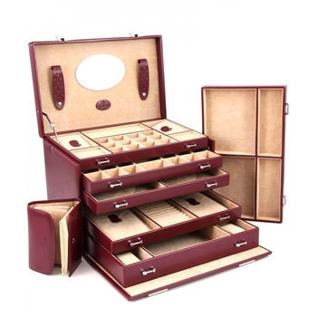 Caseta bijuterii si ceasuri Gioconda, din piele ecologica, de culoare bordo, WindRose Caseta bijuterii si ceasuri Gioconda, din piele ecologica, de culoare bordo, WindRose